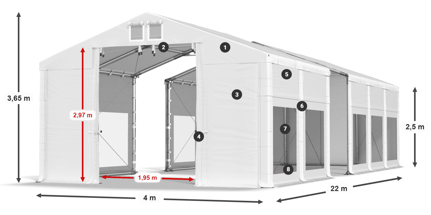 Krov: FR 620 PVC Zidovi: MS 580 PVC 2,5 m legenda