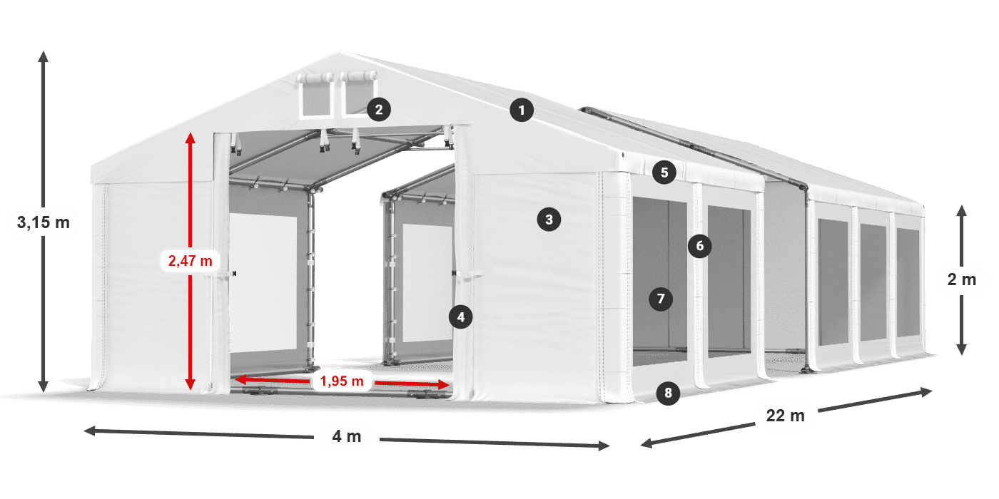 Krov: FR 620 PVC Zidovi: MS 580 PVC Legenda od 2 m