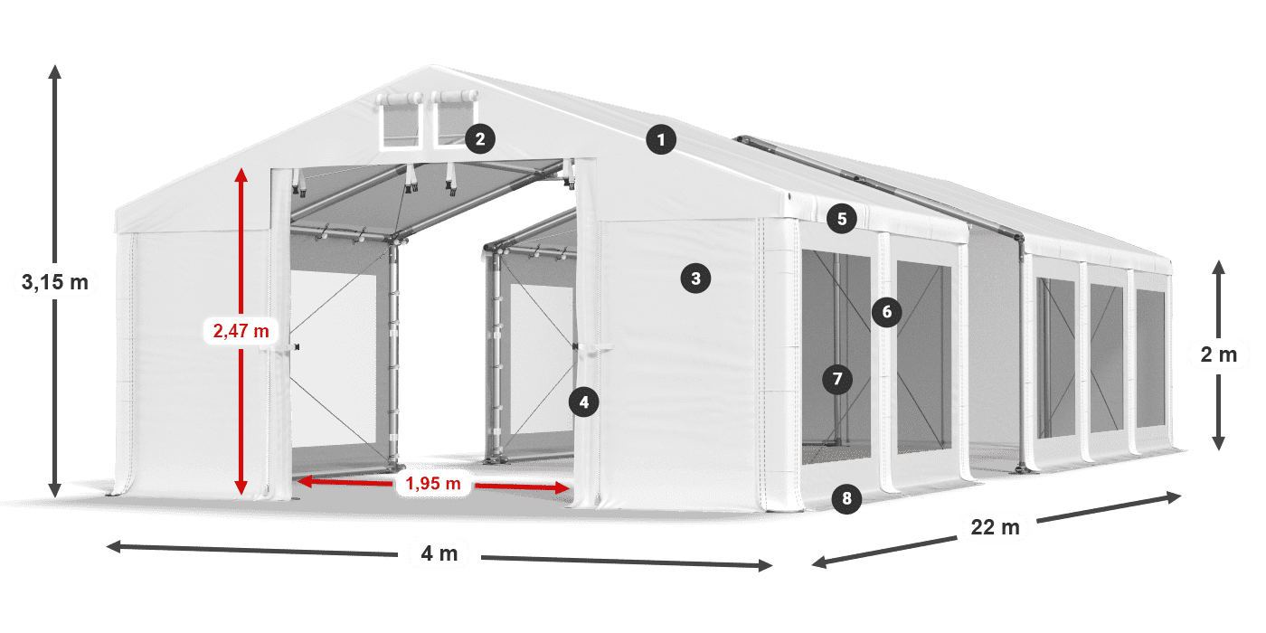 Krov: FR 620 PVC Zidovi: MS 580 PVC Legenda od 2 m