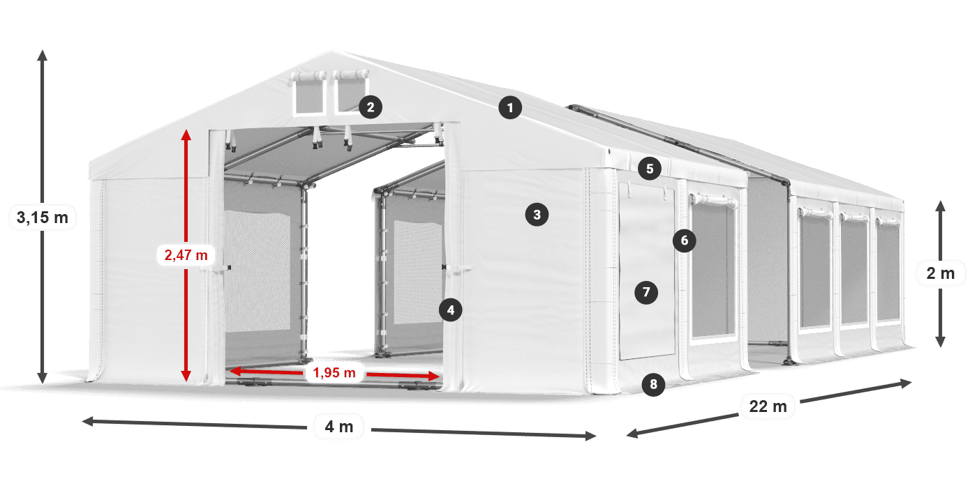 Krov: FR 620 PVC Zidovi: SD 500 PVC Legenda od 2 m