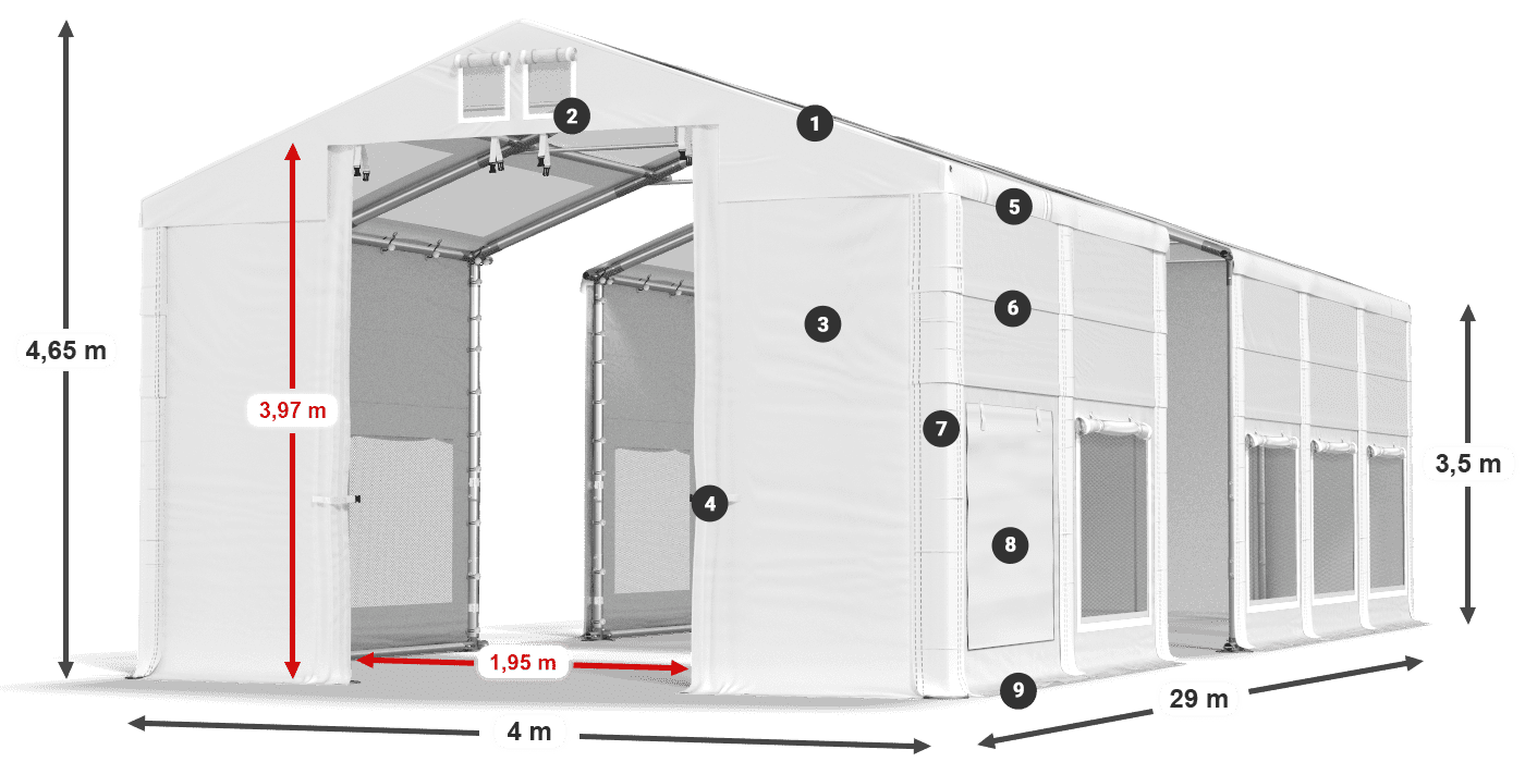 Krov: MS T 580 PVC Zidovi: SD M 500 PVC Legenda od 2,5 m