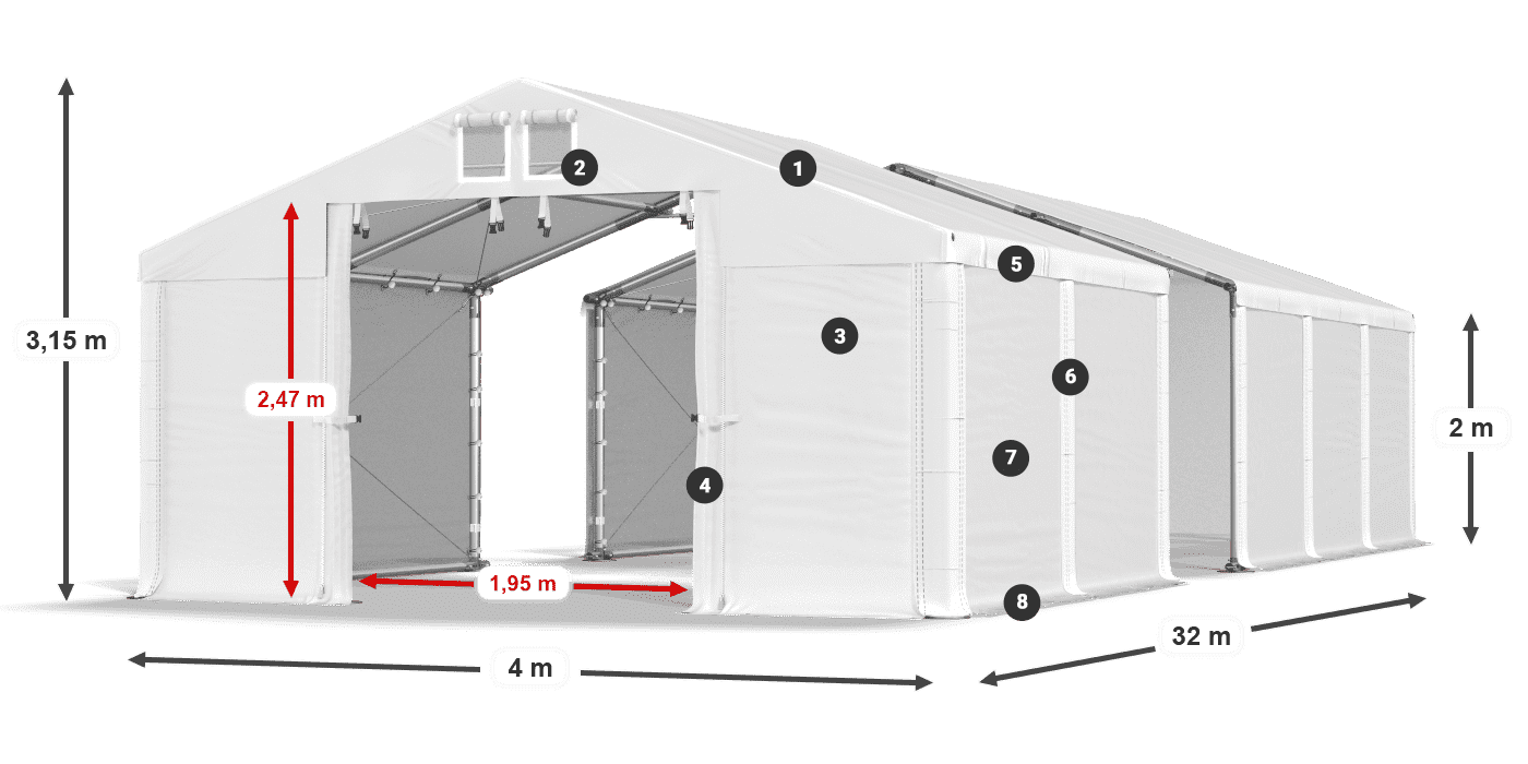 Krov: MS 580 PVC Zidovi: SD 500 PVC Legenda od 2 m