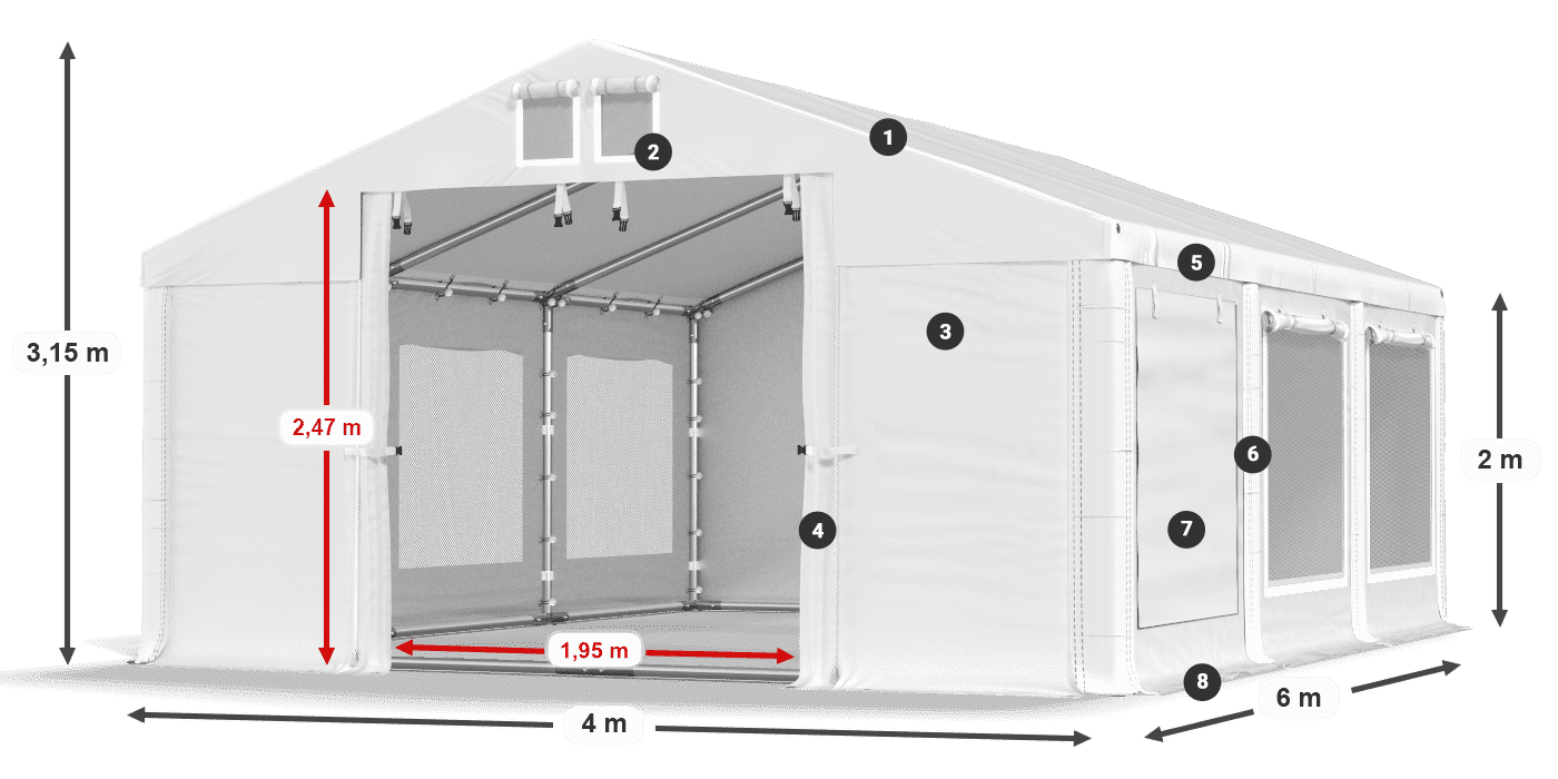 Krov: FR 620 PVC Zidovi: SD 500 PVC Legenda od 2 m
