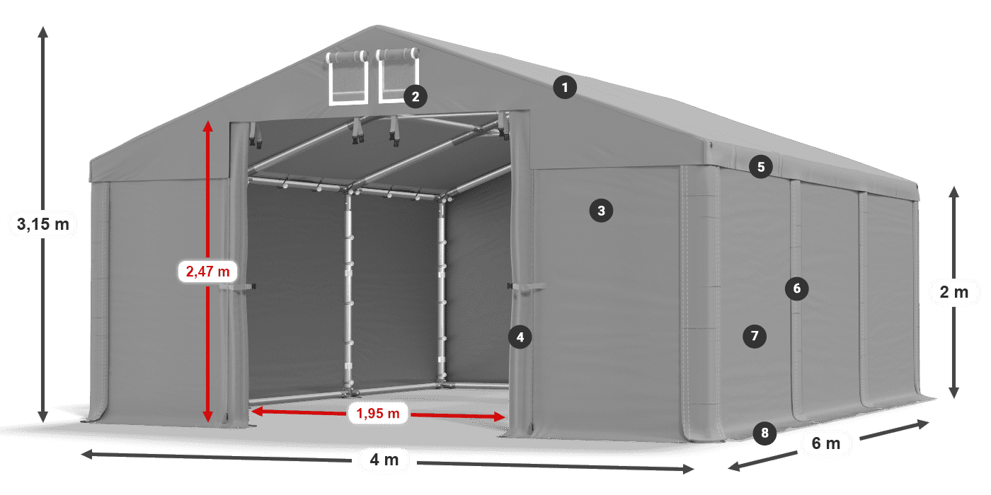 Krov: FR 620 PVC Zidovi: SD 500 PVC Legenda od 2 m