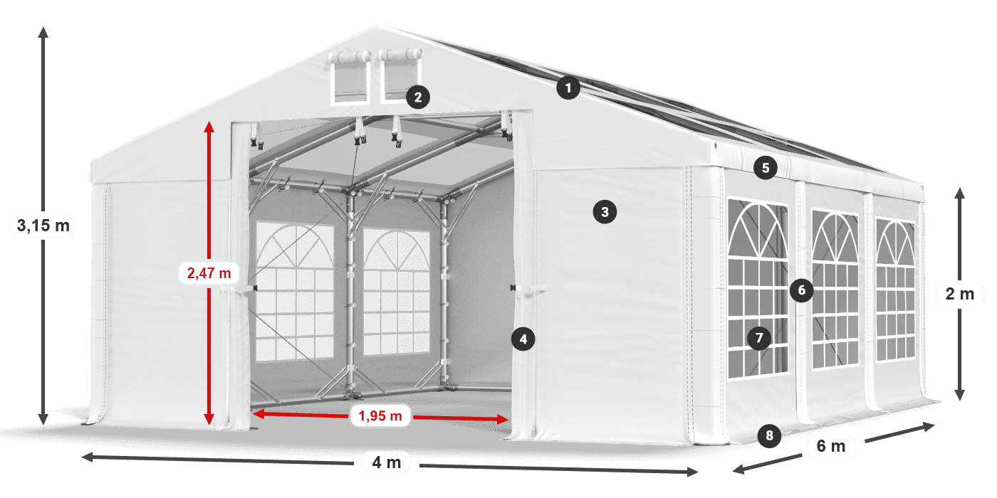 Krov: MS T 580 PVC Zidovi: FR 620 PVC Legenda od 2 m