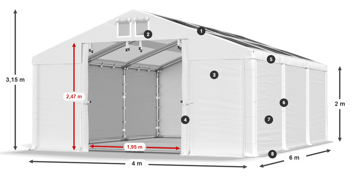 Krov: MS T 580 PVC Zidovi: FR 620 PVC Legenda od 2 m