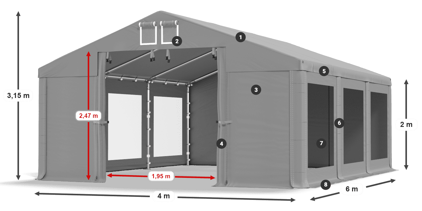 Krov: MS 580 PVC Zidovi: MS 580 PVC Legenda od 2 m