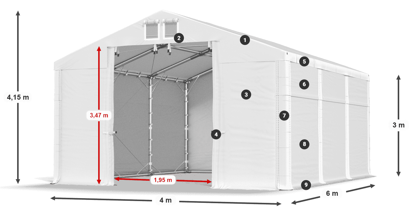 Krov: MS 580 PVC Zidovi: FR 620 PVC Legenda od 3 m