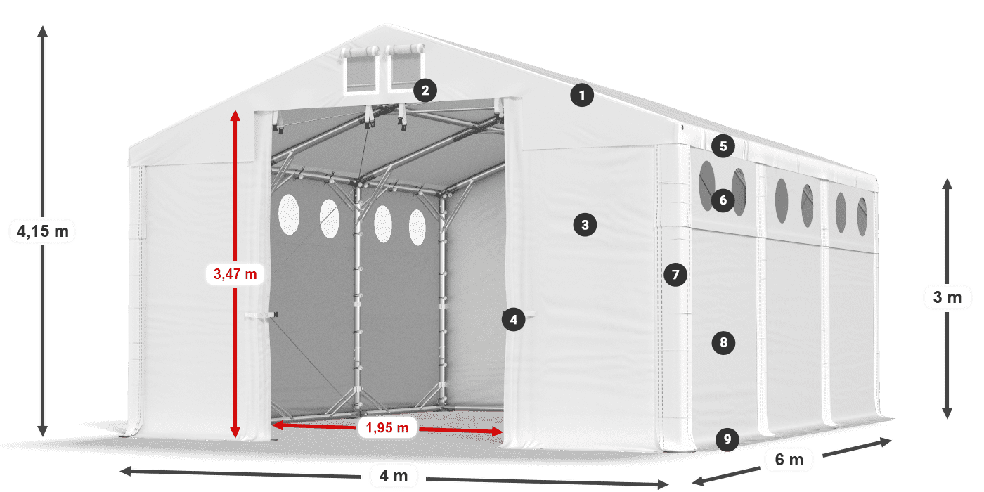 Krov: MS 580 PVC Zidovi: FR O 620 PVC Legenda od 3 m