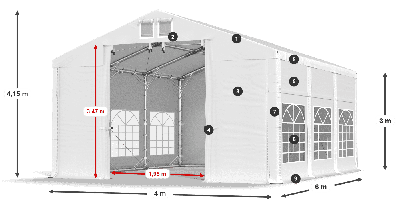 Krov: MS 580 PVC Zidovi: FR 620 PVC Legenda od 3 m