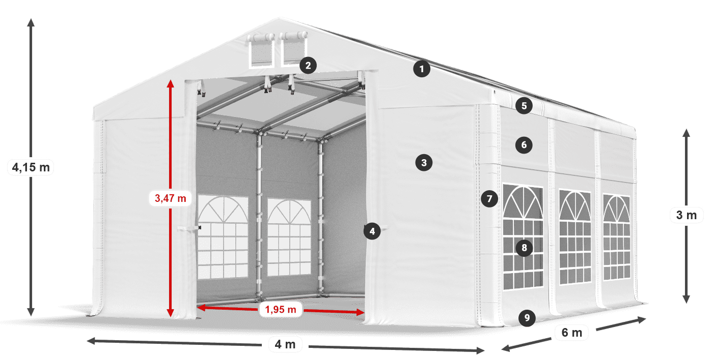 Krov: MS T 580 PVC Zidovi: FR 620 PVC Legenda od 3 m