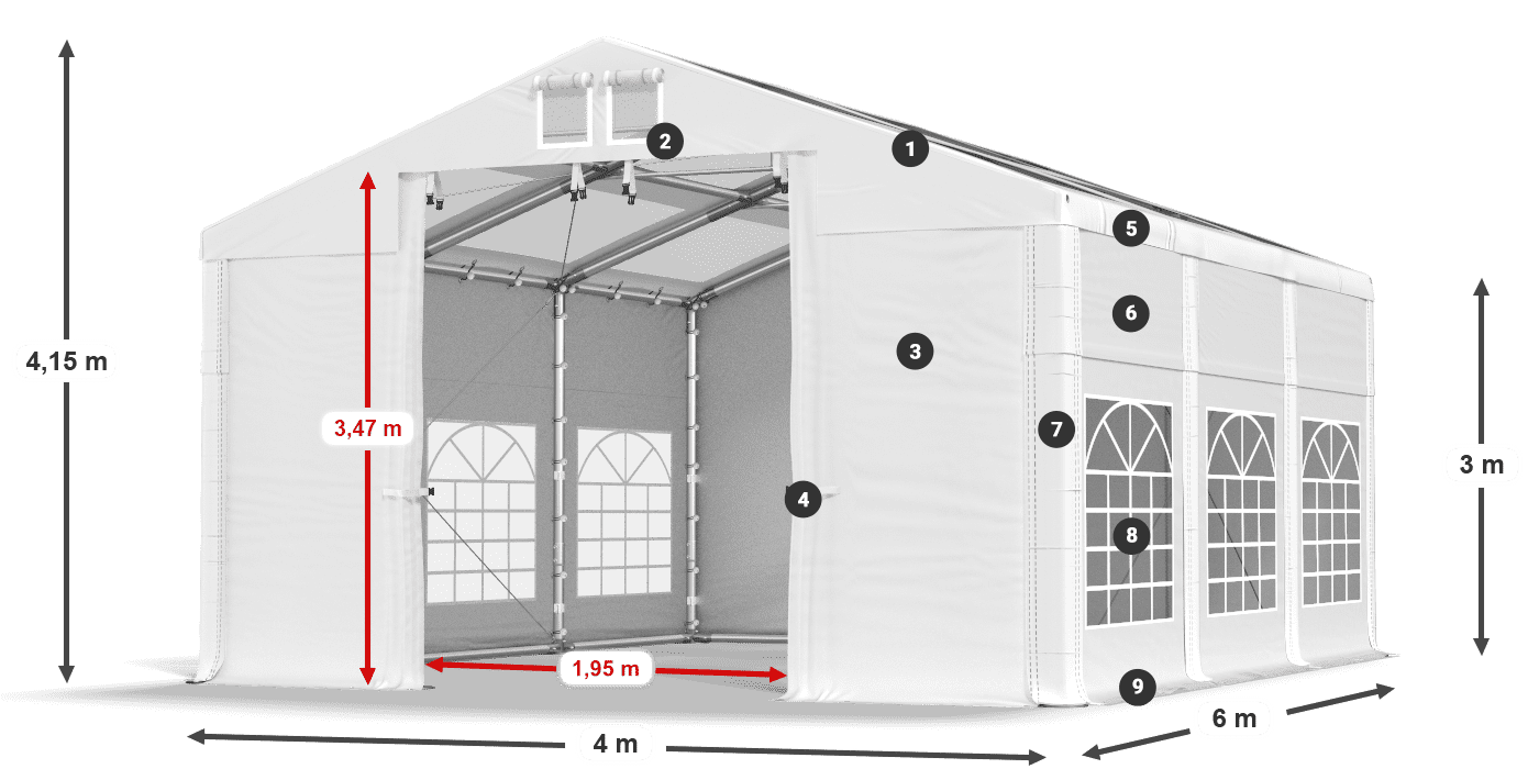 Krov: MS T 580 PVC Zidovi: FR 620 PVC Legenda od 3 m