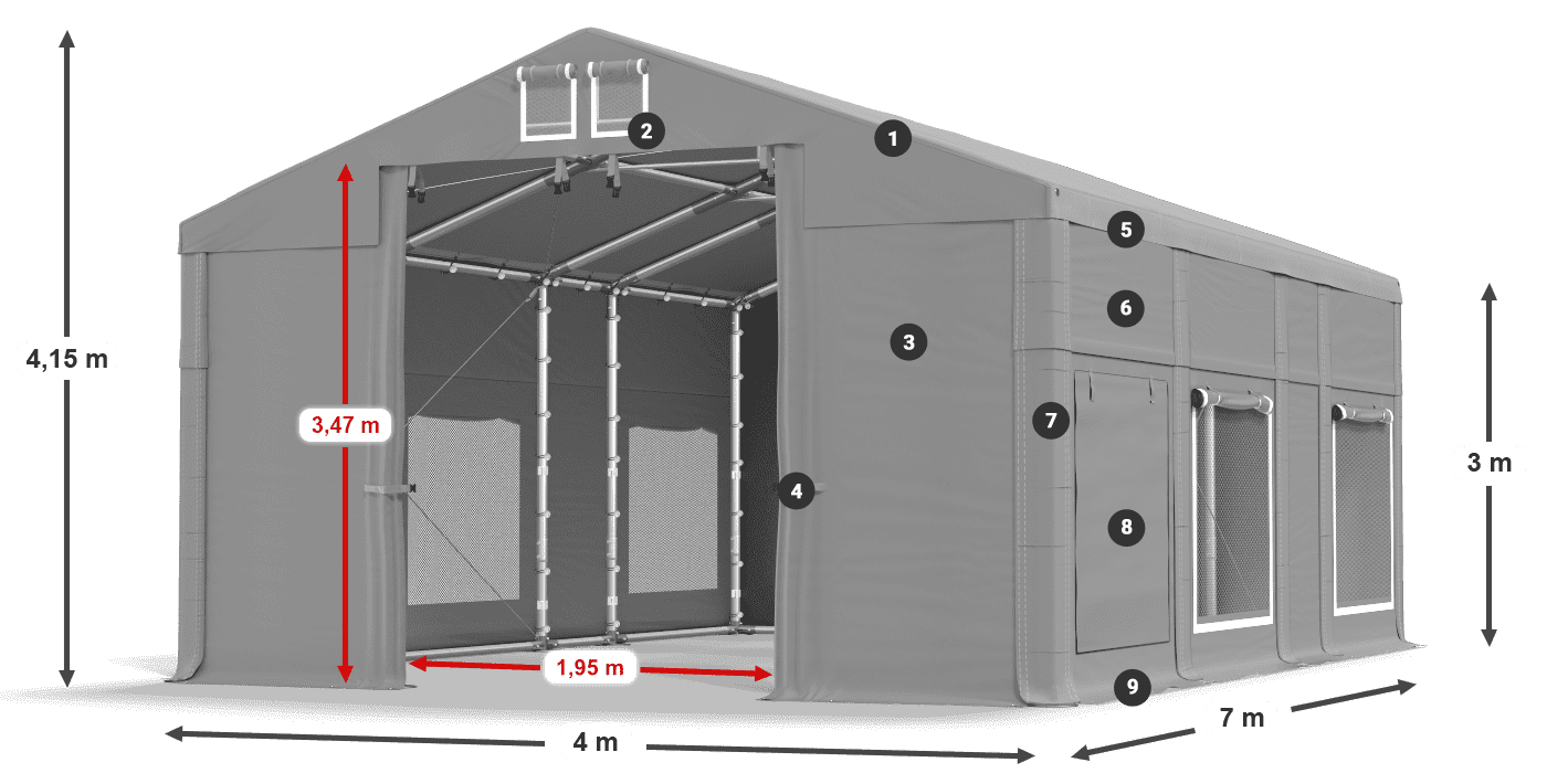 Krov: MS 580 PVC Zidovi: SD M 500 PVC Legenda od 3 m