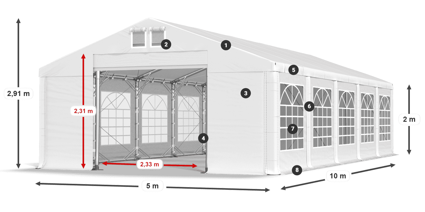Krov: MS 580 PVC Zidovi: FR 620 PVC Legenda od 2 m