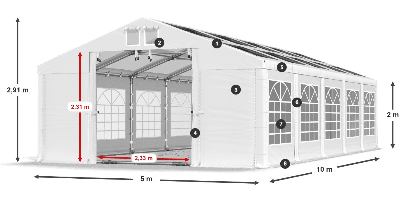 Krov: MS 580 PVC Zidovi: SD 500 PVC Legenda od 2 m