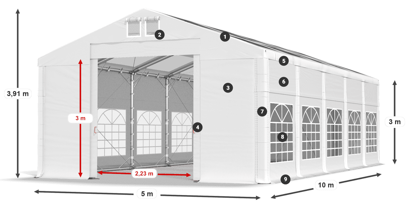 Krov: MS T 580 PVC Zidovi: SD I 500 PVC Legenda od 3 m