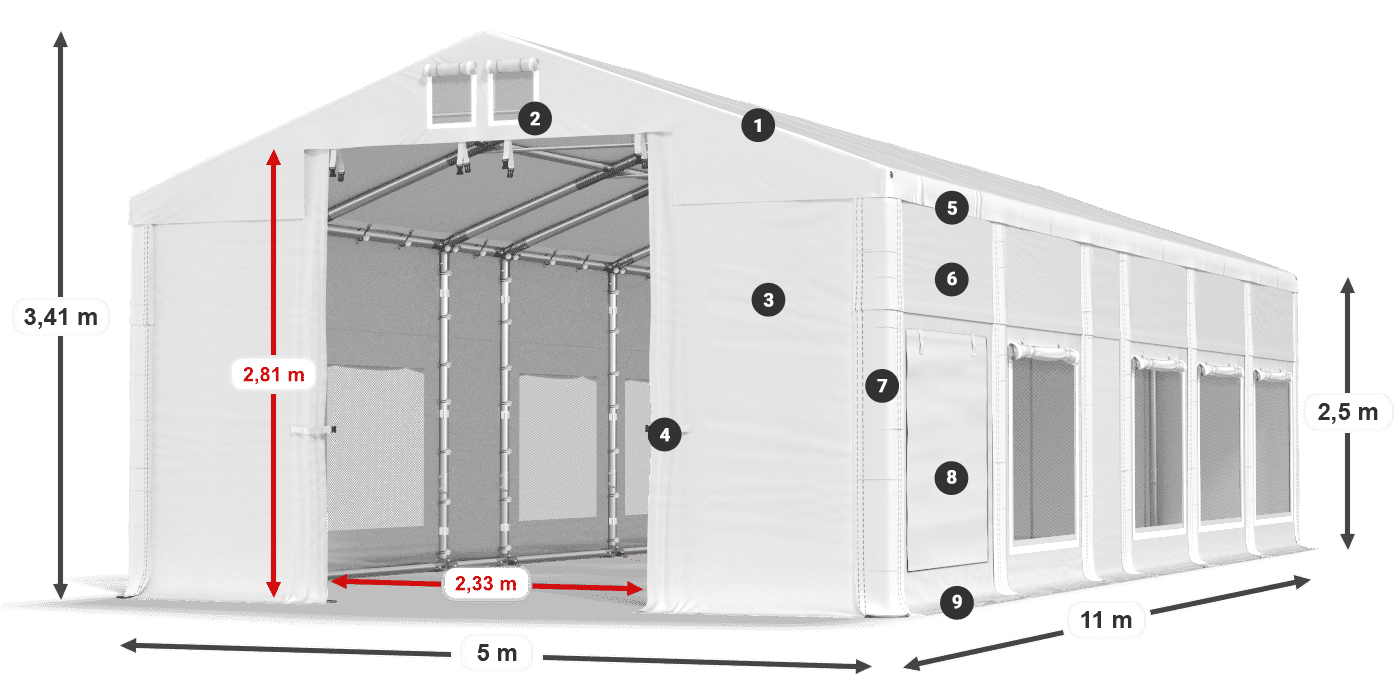 Krov: FR 620 PVC Zidovi: SD 500 PVC Legenda od 2,5 m