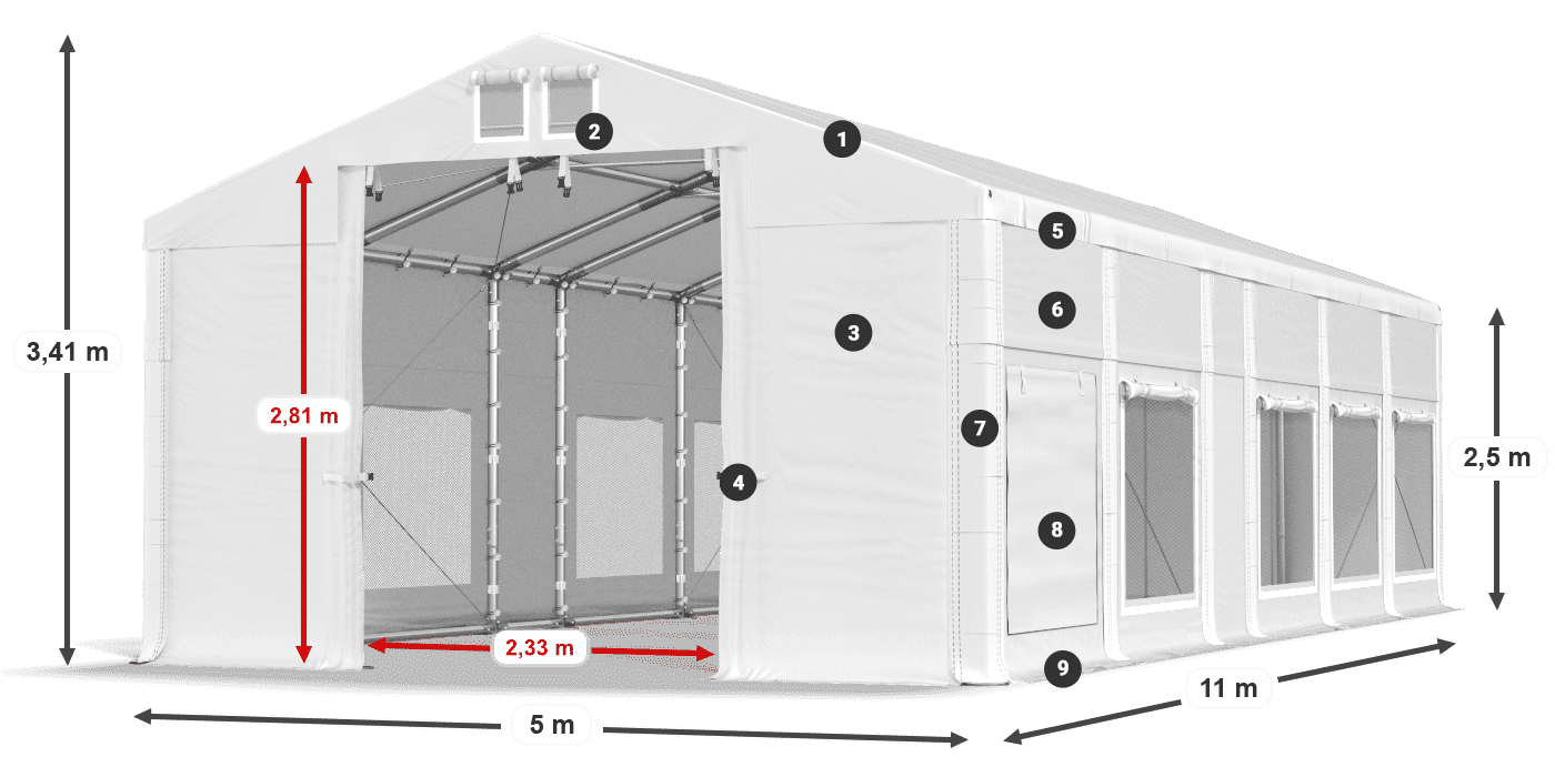 Krov: FR 620 PVC Zidovi: SD 500 PVC Legenda od 2,5 m