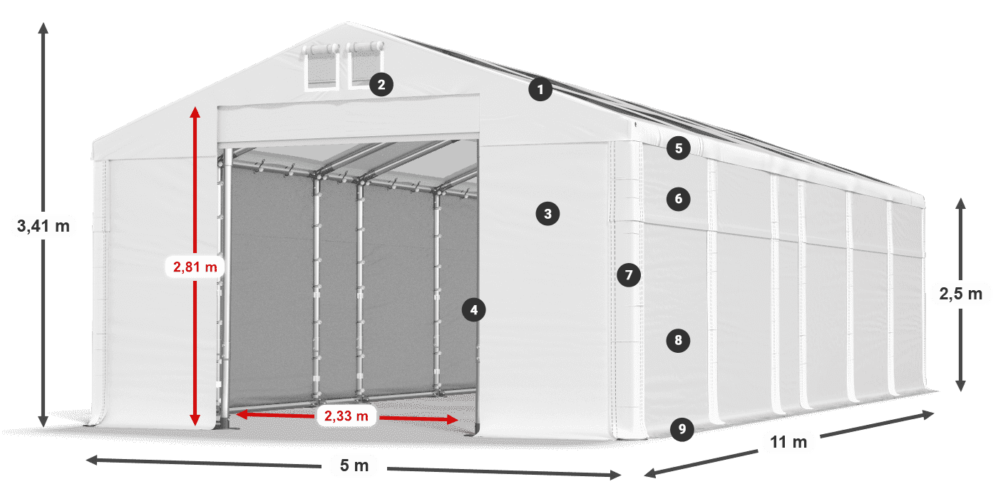 Krov: MS T 580 PVC Zidovi: SD 500 PVC Legenda od 2,5 m