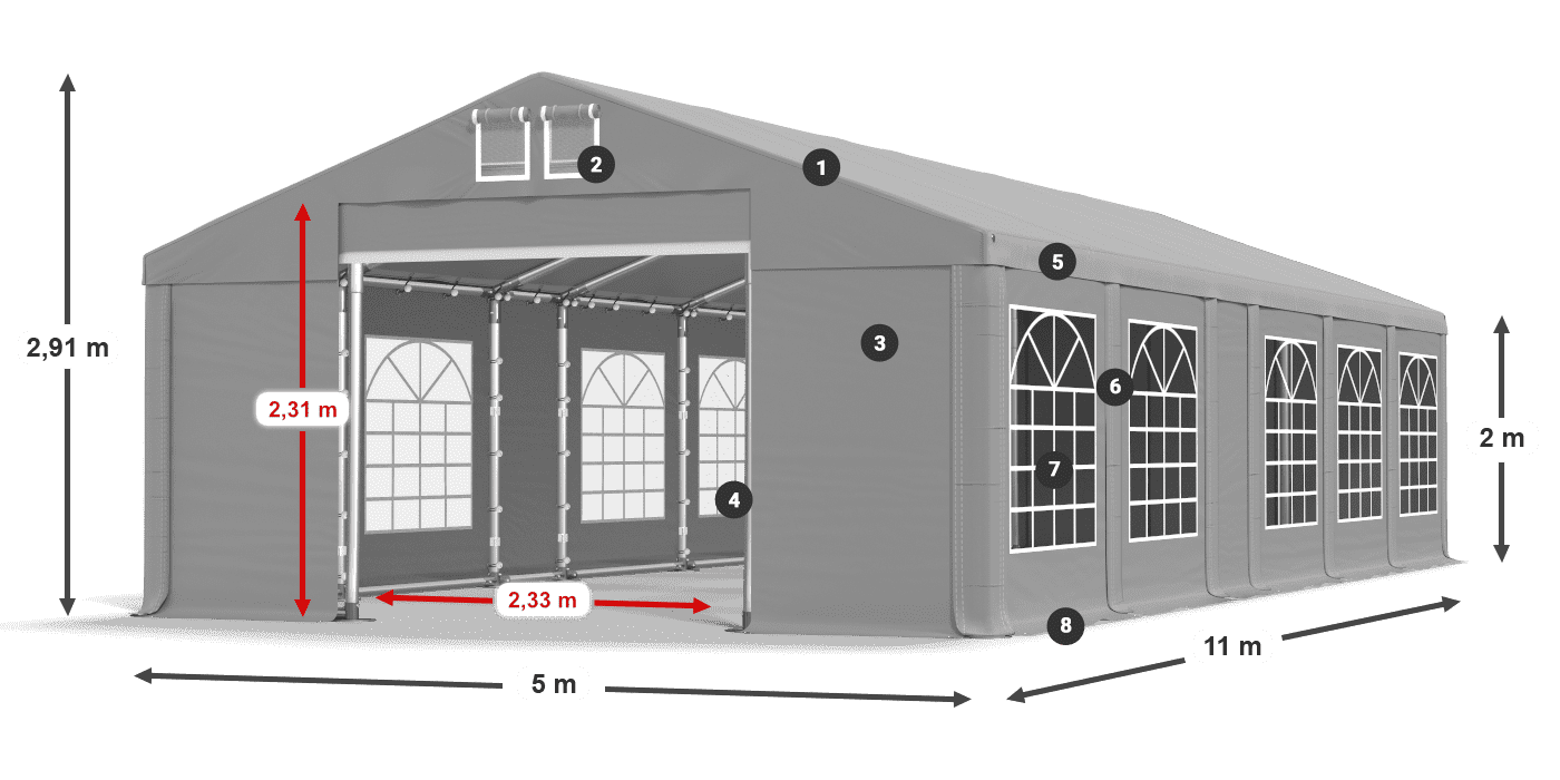 Krov: FR 620 PVC Zidovi: SD 500 PVC Legenda od 2 m