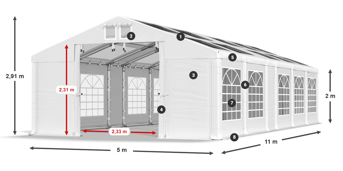 Krov: MS 580 PVC Zidovi: SD 500 PVC Legenda od 2 m