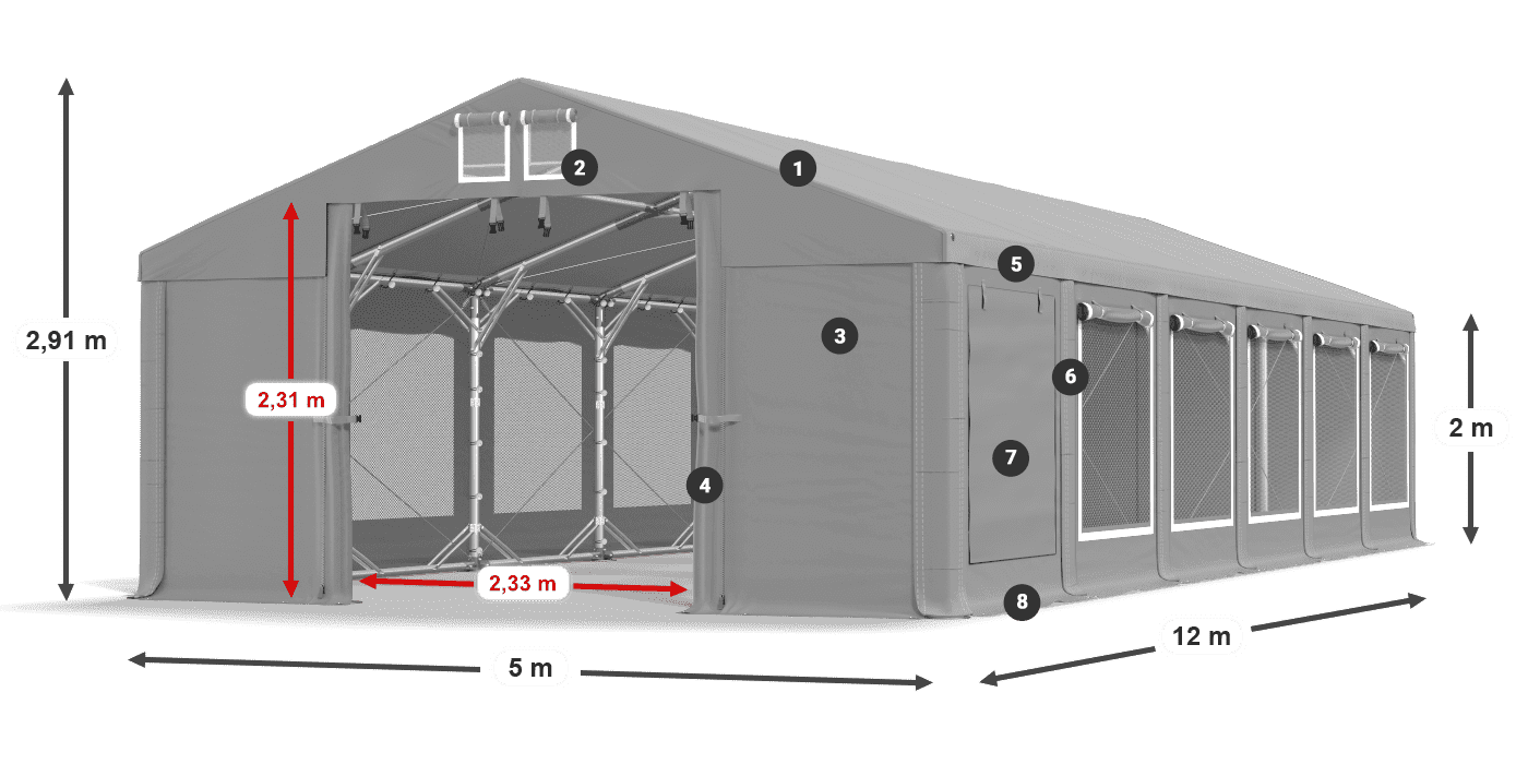 Krov: FR 620 PVC Zidovi: SD 500 PVC Legenda od 2 m