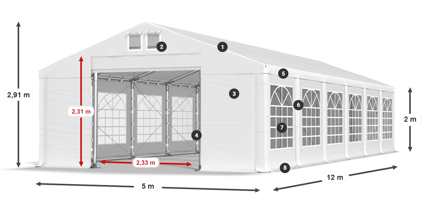 Krov: MS 580 PVC Zidovi: FR 620 PVC Legenda od 2 m