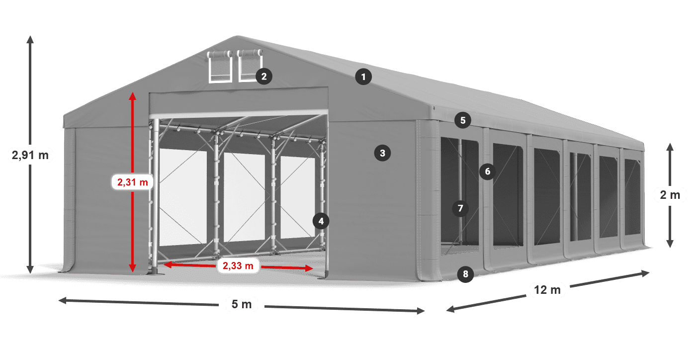 Krov: MS 580 PVC Zidovi: MS 580 PVC Legenda od 2 m