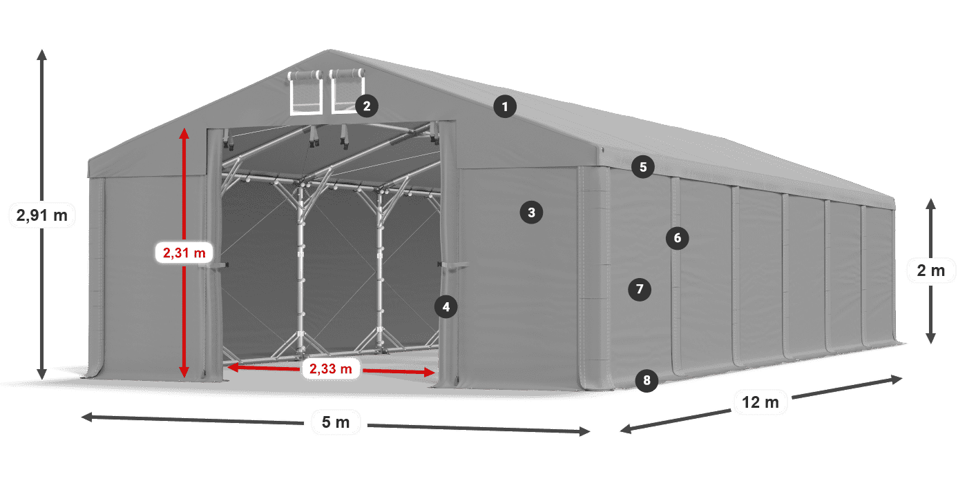 Krov: MS 580 PVC Zidovi: SD 500 PVC Legenda od 2 m