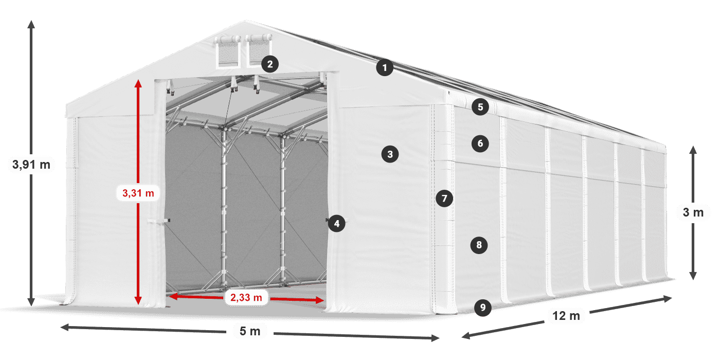 Krov: MS T 580 PVC Zidovi: FR 620 PVC Legenda od 3 m