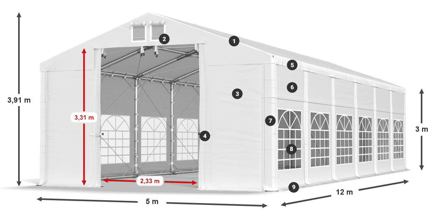 Krov: SD 560 PVC Zidovi: FR 620 PVC Legenda 3m