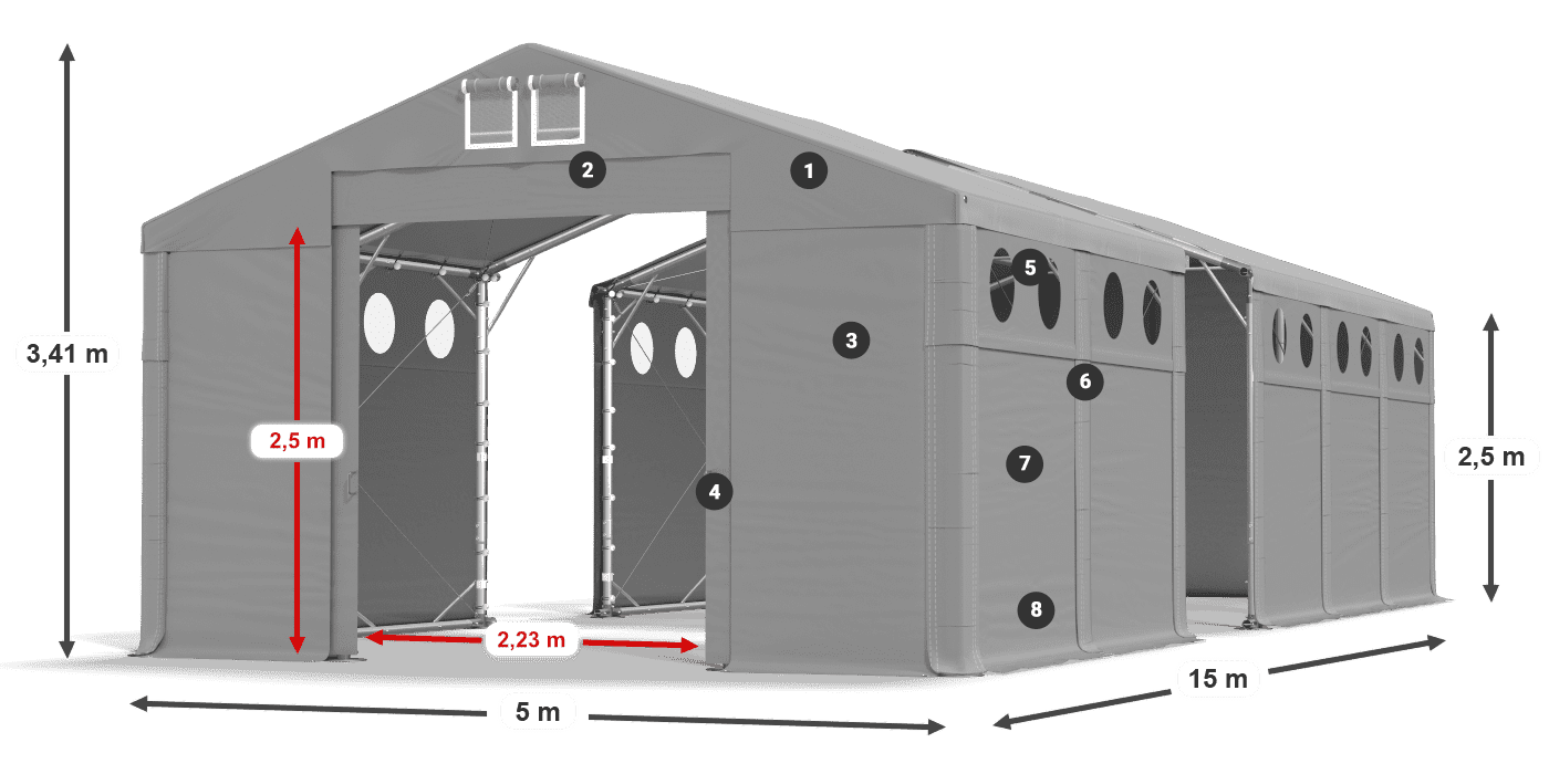 Krov: FR 620 PVC Zidovi: MS O 580 PVC 2,5 m legenda