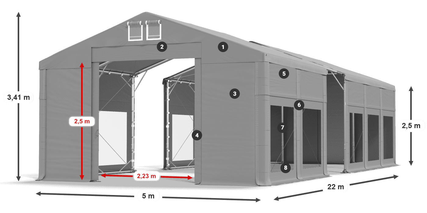 Krov: MS 580 PVC Zidovi: MS 580 PVC 2,5 m legenda