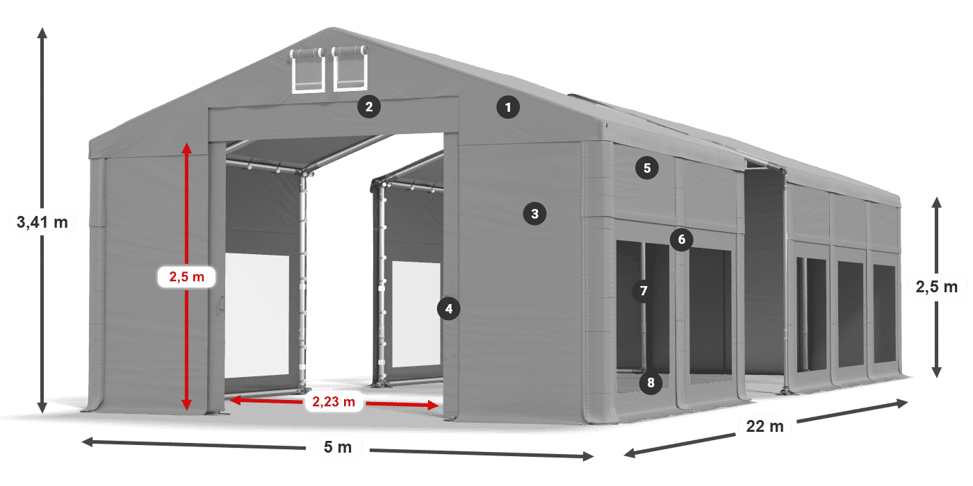 Krov: MS 580 PVC Zidovi: MS 580 PVC 2,5 m legenda