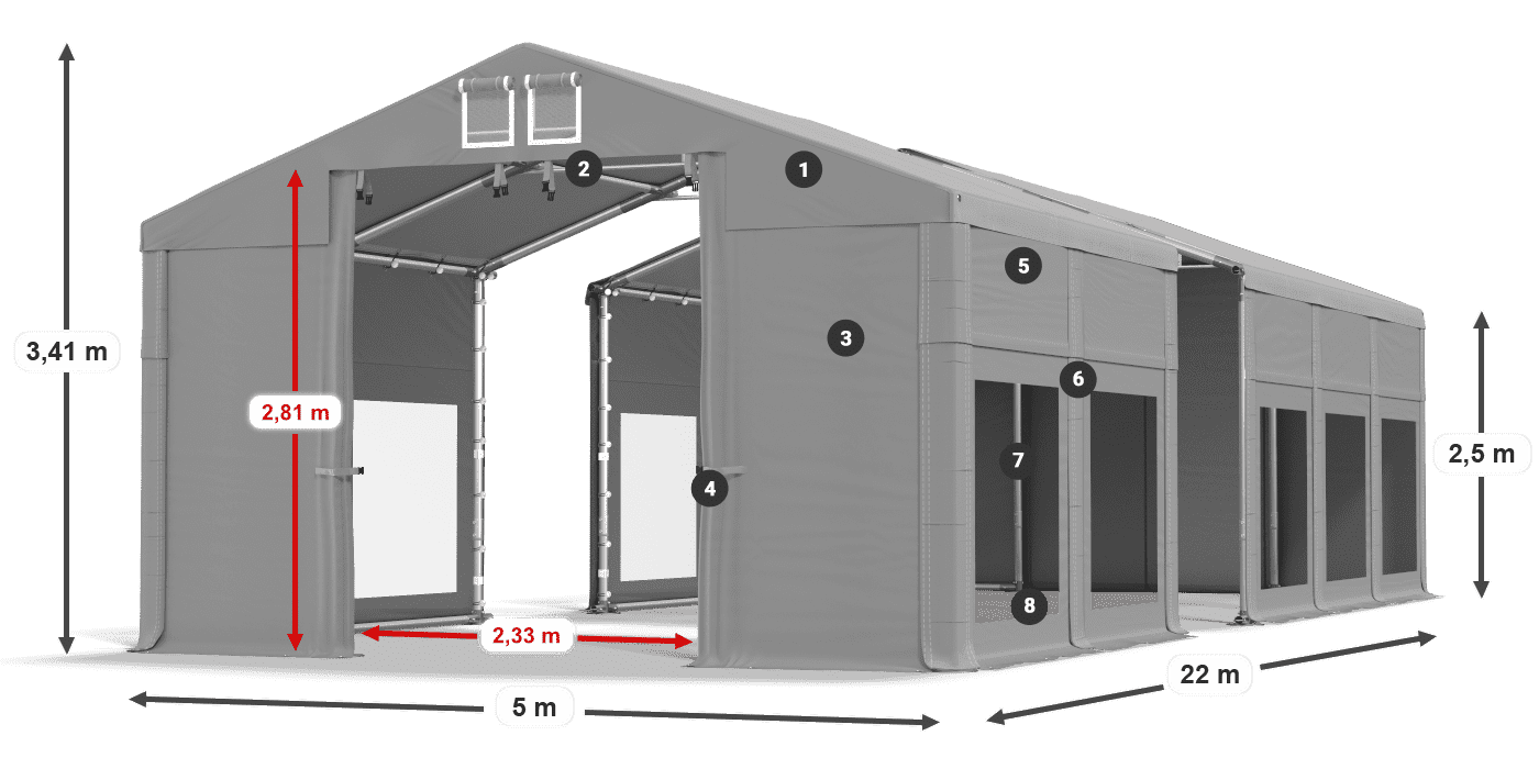 Krov: MS 580 PVC Zidovi: MS 580 PVC 2,5 m legenda