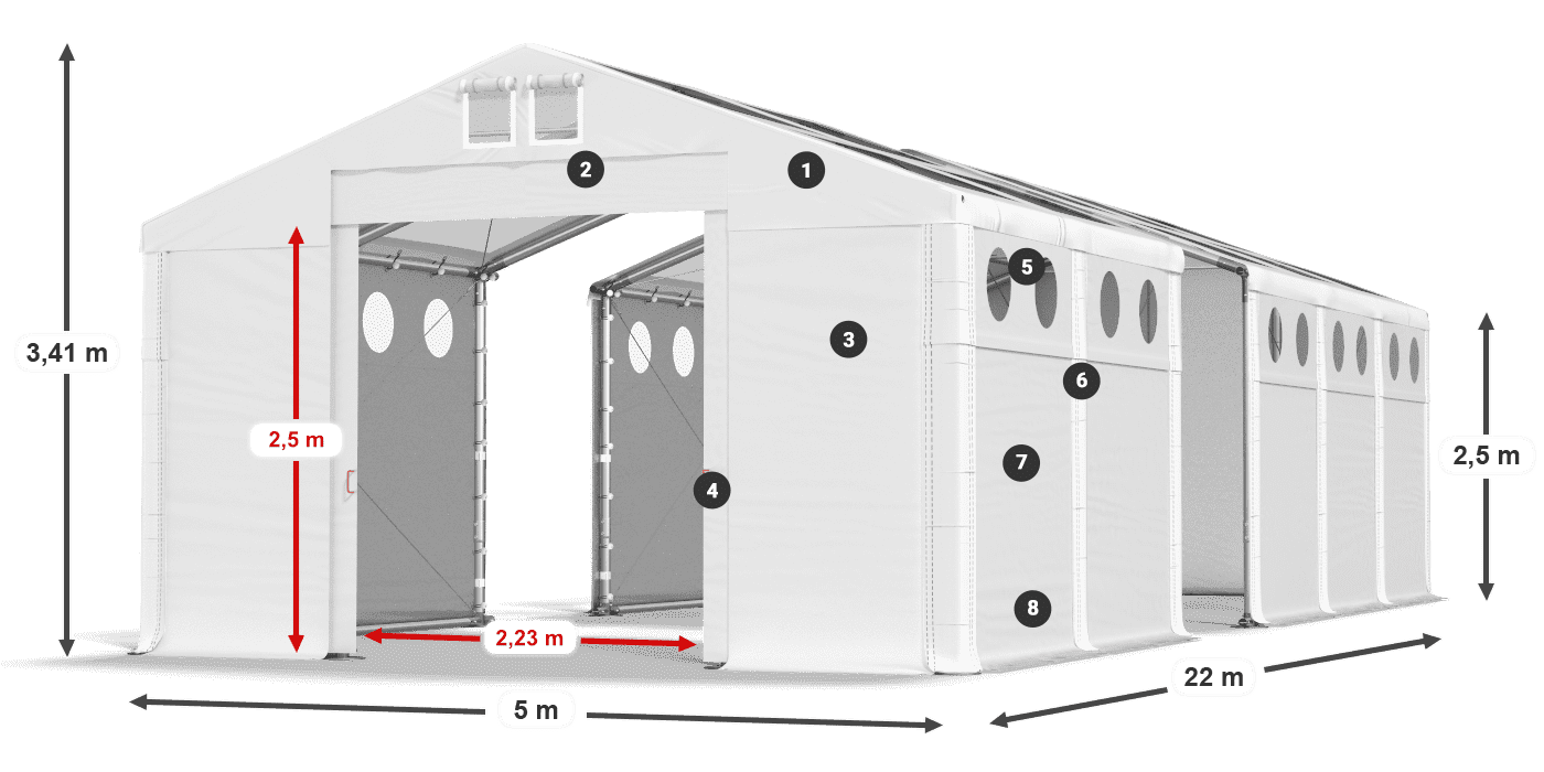 Krov: MS T 580 PVC Zidovi: MS O 580 PVC 2,5 m legenda