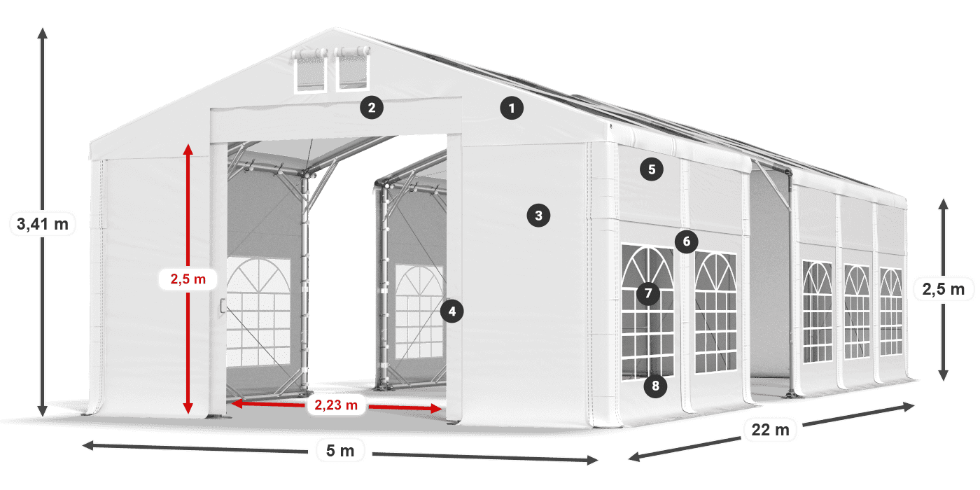 Krov: MS 580 PVC Zidovi: SD 500 PVC Legenda od 2,5 m