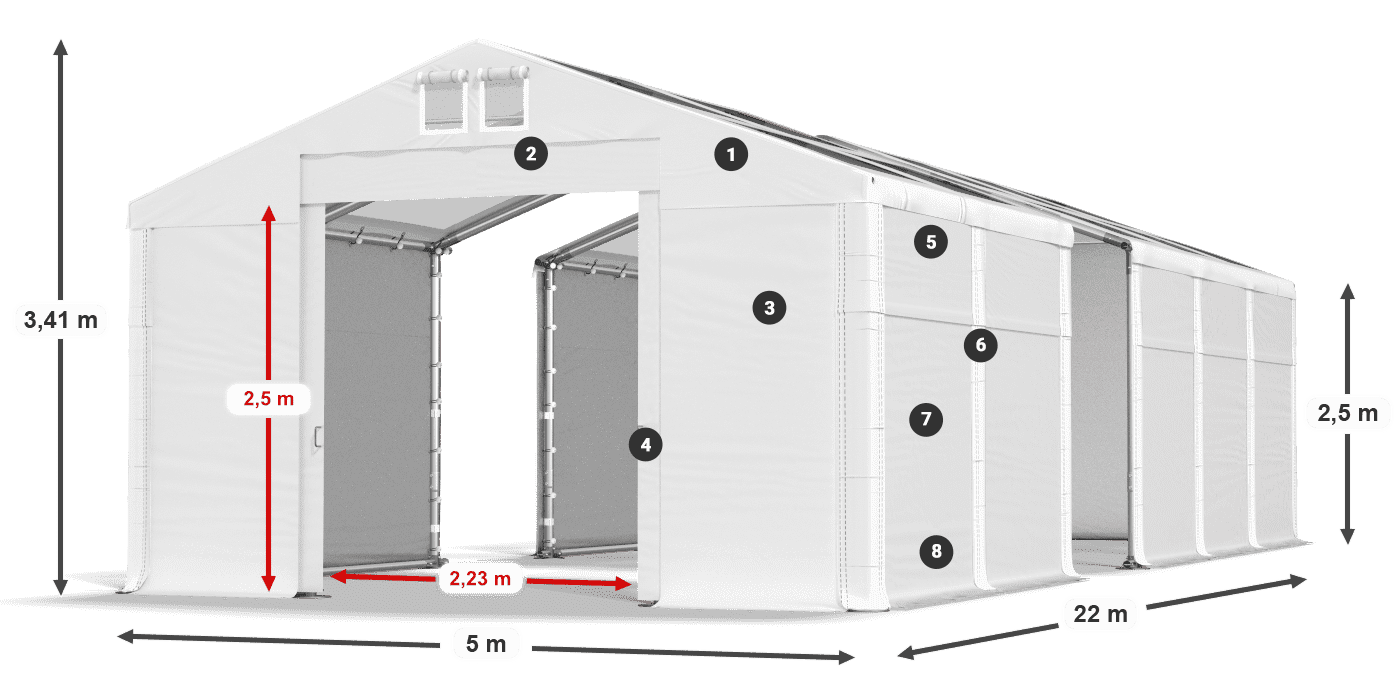 Krov: MS T 580 PVC Zidovi: SD 500 PVC Legenda od 2,5 m