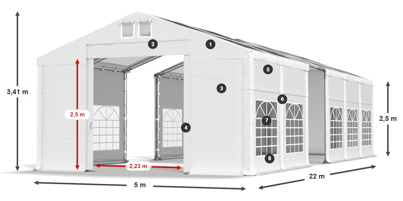 Krov: MS 580 PVC Zidovi: SD 500 PVC Legenda od 2,5 m