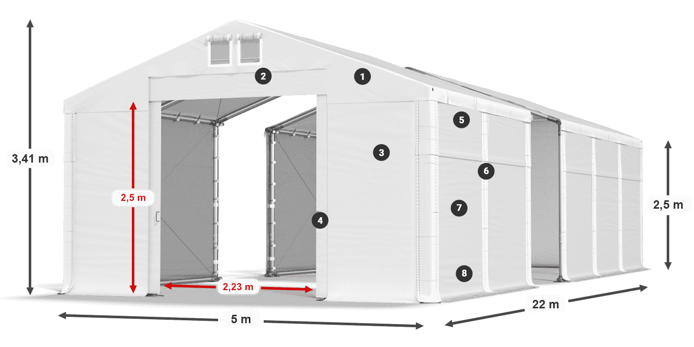 Krov: MS 580 PVC Zidovi: SD 500 PVC Legenda od 2,5 m