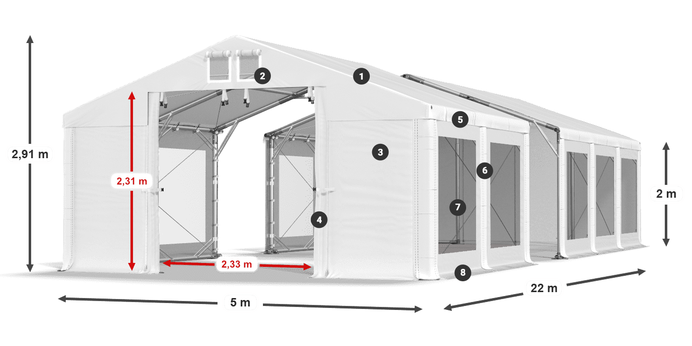 Krov: FR 620 PVC Zidovi: MS 580 PVC Legenda od 2 m
