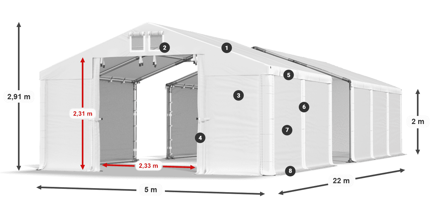 Krov: FR 620 PVC Zidovi: SD 580 PVC Legenda od 2 m