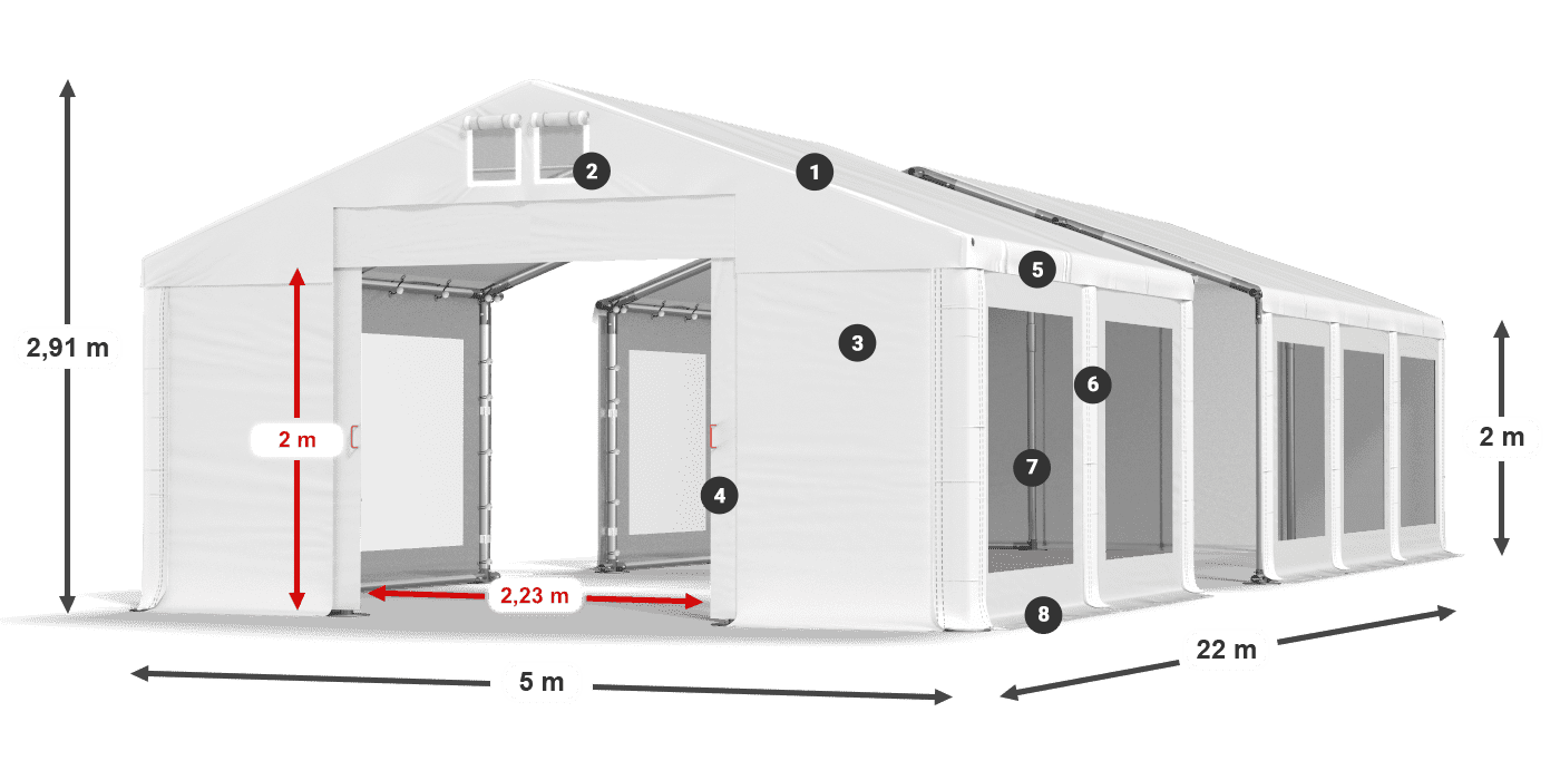 Krov: FR 620 PVC Zidovi: MS 580 PVC Legenda od 2 m