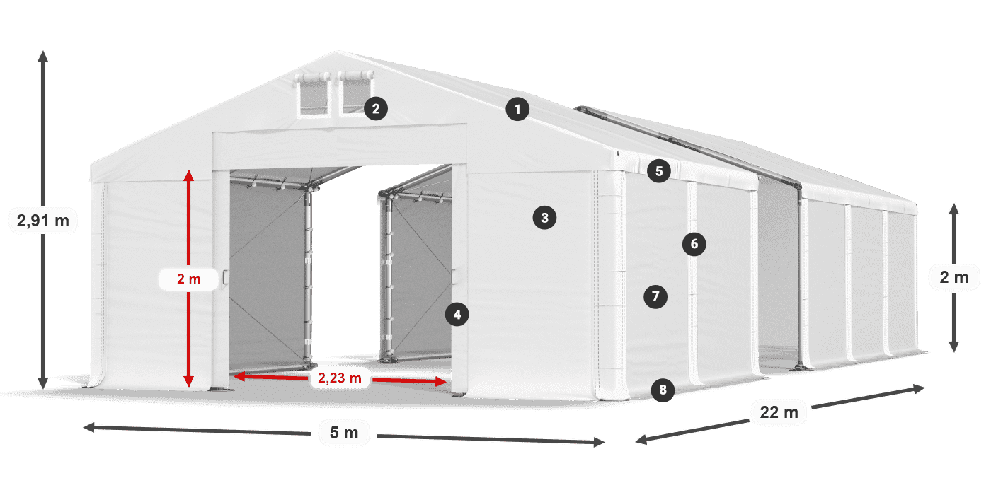 Krov: FR 620 PVC Zidovi: SD 580 PVC Legenda od 2 m