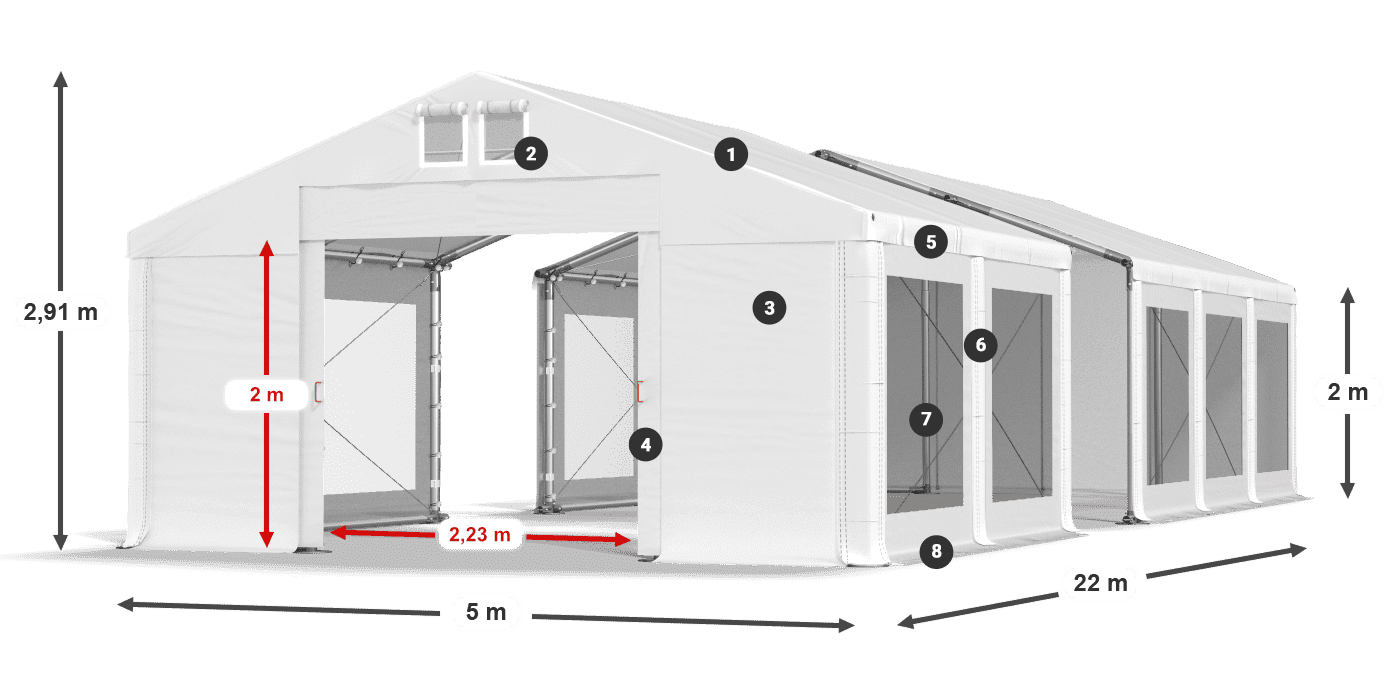 Krov: FR 620 PVC Zidovi: MS 580 PVC Legenda od 2 m