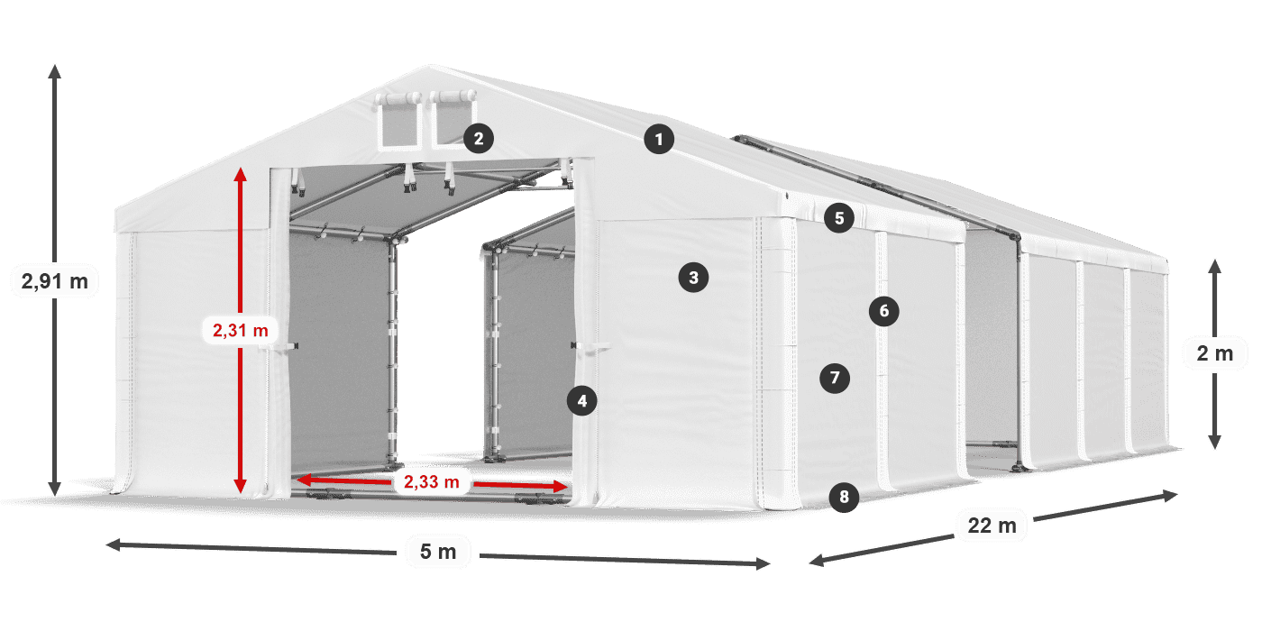 Krov: FR 620 PVC Zidovi: SD 500 PVC Legenda od 2 m