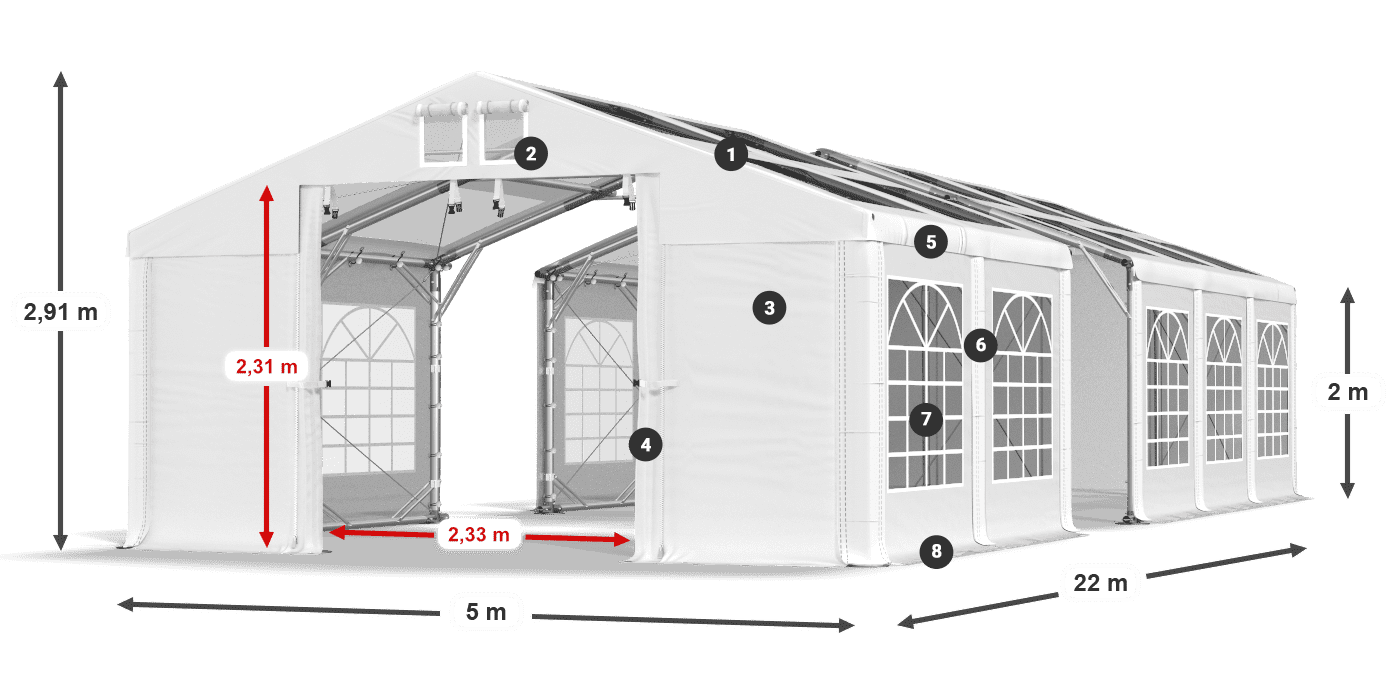 Krov: MS T 580 PVC Zidovi: FR 620 PVC Legenda od 2 m