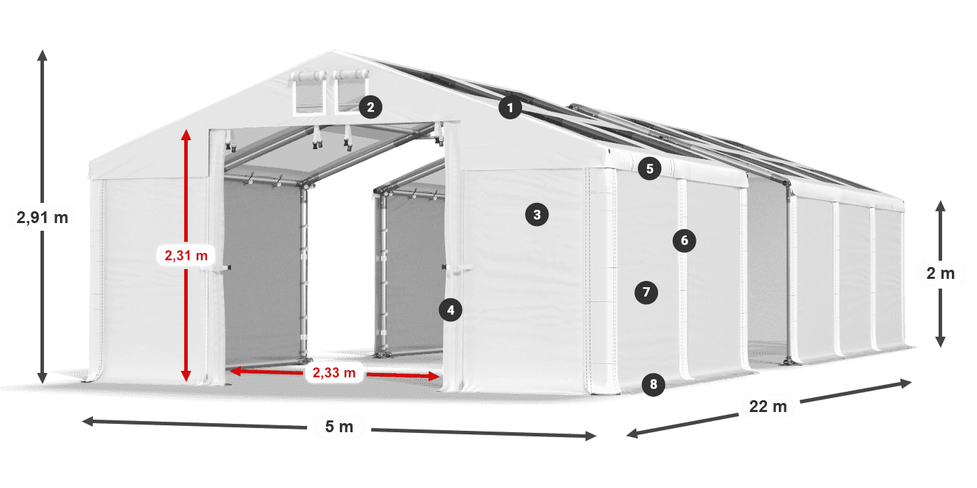 Krov: MS T 580 PVC Zidovi: FR 620 PVC Legenda od 2 m