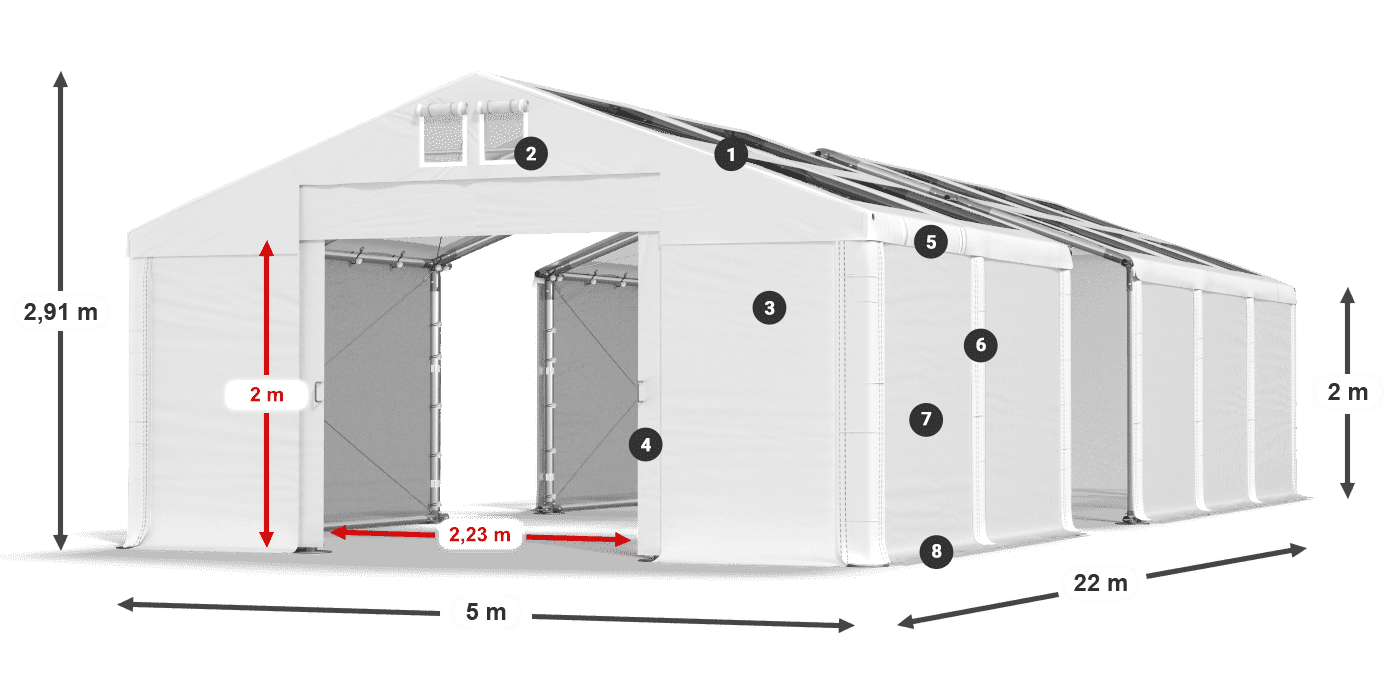 Krov: MS T 580 PVC Zidovi: FR 620 PVC Legenda od 2 m