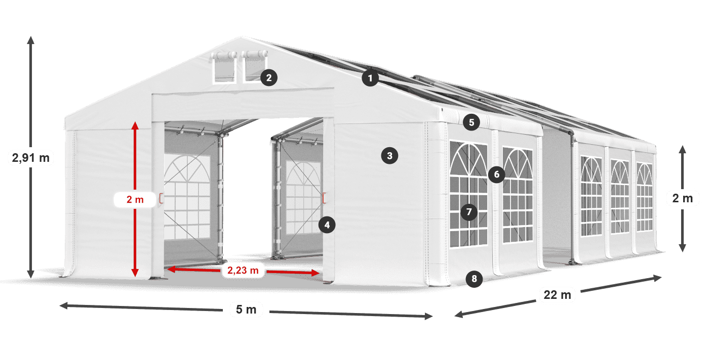 Krov: MS T 580 PVC Zidovi: FR 620 PVC Legenda od 2 m
